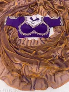 Chiffon Solid Saree for Women, Gold 