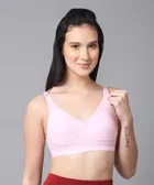 Cotton Blend Solid Bra for Women, Pink 