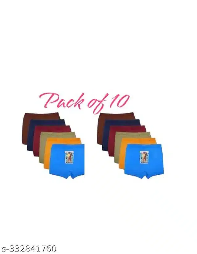 Cotton Innerwear Shorts for Kids (Multicolor, 2-3 Years) (Pack of 10)