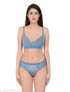 Polycotton Bra with Panty for Women 