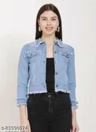 Three-Quarter Sleeves Denim Jacket for Women 
