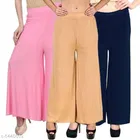 Cotton Blend Palazzos for Women, Pack of 3 (Multicolor, 28)