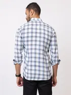Cotton Blend Checkered Shirt for Men, White 