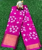 Linen Bandhani Saree for Women 