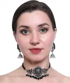 Oxidised Designer Necklace with Earrings Set for Women & Girls 