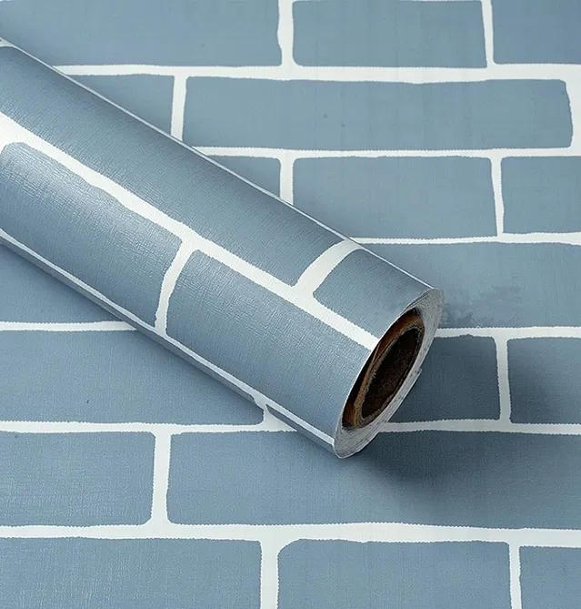 Decor PVC Vinyl Wallpaper for Home Brick Grey 45x250cm