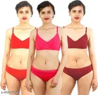 Cotton Blend Solid Lingerie Set for Women 