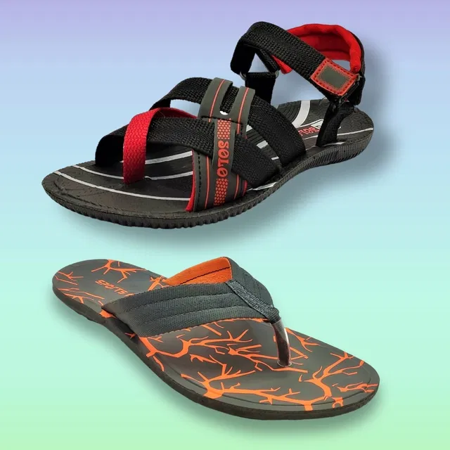 Slipper with Sandals for Men (Multicolor, 8) (Pack of 2)