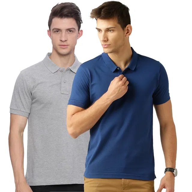 Polo T-shirts for Men, Pack of 2 (Multicolor, XXL)