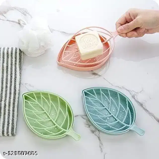 Leaf Shape Soap Holder ((Multicolor, Pack of 3)