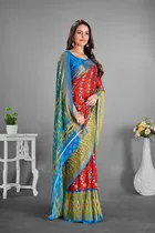 Moss Chiffon Printed Saree for Women 