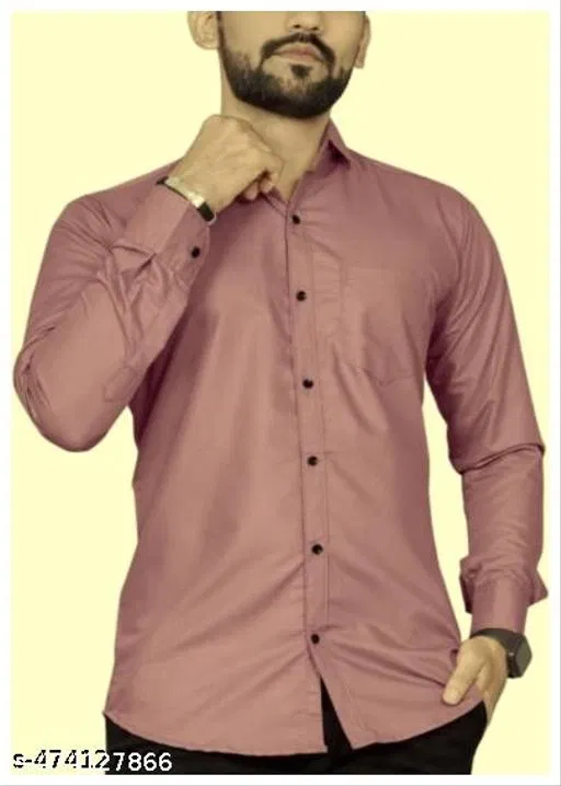 Cotton Blend Solid Shirt for Men, Coral (XXL)