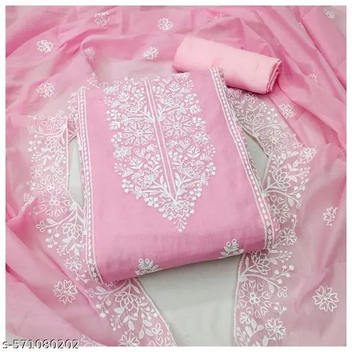 Chanderi Cotton Punjabi/All Over Suits for Women (Pink, 6.85 meter (3XL)