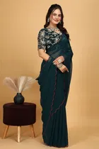 Silk Woven Design Saree for Women, Teal 