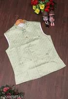 Silk Ethnic Jacket for Men (Sea Green, M)