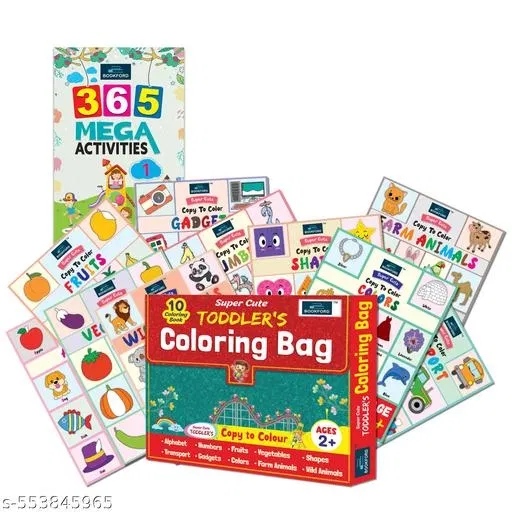Super Cute Toddlers Coloring Bag + 365 Mega Activities Part 1 (Set of 2)