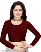 Lycra Ready Made Blouse for Women, Maroon & White, Pack of 2 