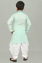 Cotton Embroidered Kurta with Patiyala Set for Boys 