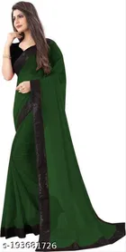 Georgette Embellished Saree For Women, Green