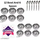 Stainless Steel 12 Pcs Bowls with 6 Pcs Spoon 