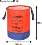 Canvas Laundry Basket,Red & Black,  