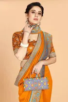 Vichitra Embroidery Saree for Women 