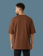 Cotton Blend Round Neck T-shirt for Men, Brown 