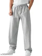 Cotton Blend Solid Trackpant for Men, Grey 