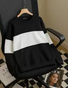 Cotton Blend Colorblocked Sweatshirt for Men, Black 