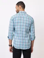 Cotton Blend Checkered Shirt for Men, Sky Blue 