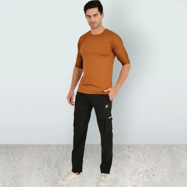 Lycra Nylon Logo Printed Track Pant for Men (Assorted, M)
