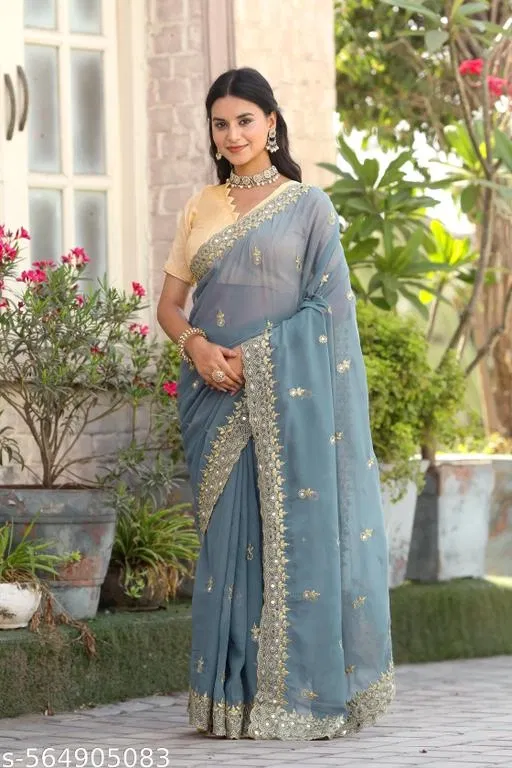 Casual Grey Saree for Women (Grey)