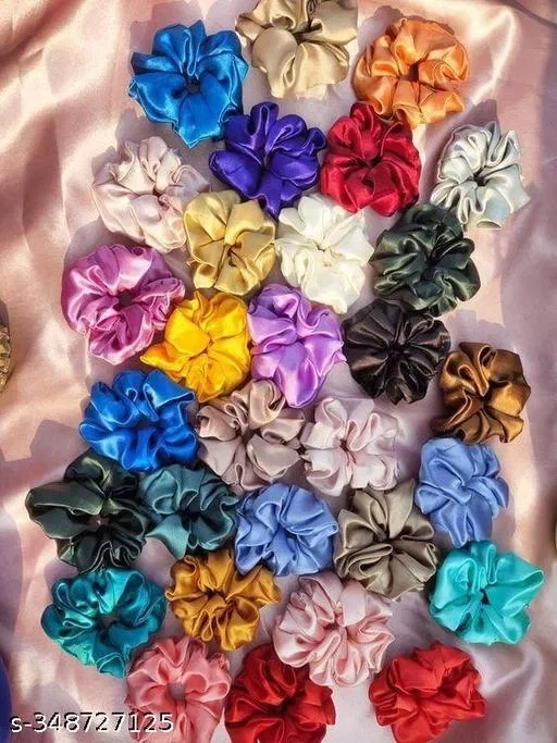 Pack of 12 Scrunchies for Women (Multicolor, Pack of 12)