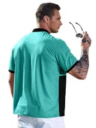 Mandarin Neck Striped Cotton T-shirt for Men 