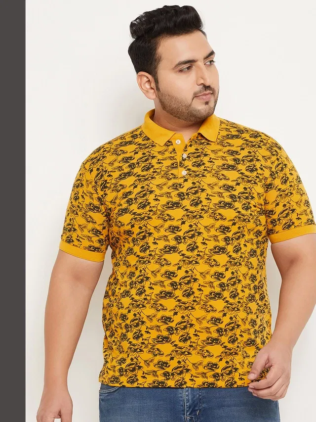 Printed Polo T-shirt for Men (Mustard, 3XL)