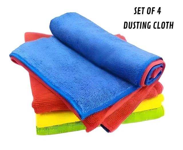 Microfiber Reusable Car Cleaning Cloth (Multicolor, 40x40 cm) (Pack of 4)
