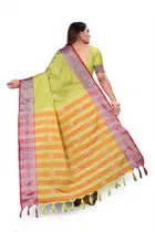 शारदा क्रिएशन कॉटन एम्बेलिशड साड़ी विद ब्लाउज 