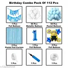 Minion Theme 1st Happy Birthday Decoration Items For Girls, Multicolor, Pack of 112