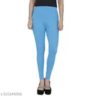 Cotton Lycra Leggings for Women (Sky Blue, 26)