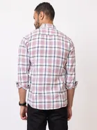 Cotton Blend Checkered Shirt for Men, White 