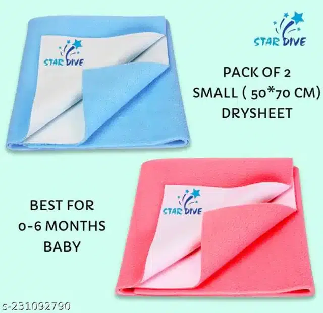 Cotton Mattress Protection Sheet (Sky Blue & Pink, 28x20 inches) (Pack of 2)