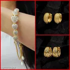 Combo of Alloy Bracelet with Pendant & 2 Pair Earrings for Women 
