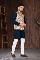 Colorblocked Cotton Kurta Set for Men 