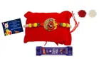 Combo of Metal Rakhi, Greeting Card, Roli  & Chocolate 