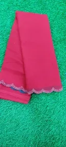 Crepe Solid Saree for Women, Pink 