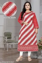 Chanderi Cotton Striped Kurti with Pant for Women 