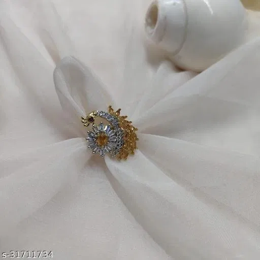 Finger Ring for Woman for Women (Gold, Free Size)