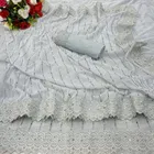 Lycra Blend Solid Saree for Women, White 