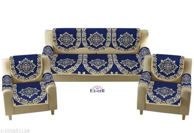 Polycotton 5 Seater Sofa Covers (Blue, Set of 1)
