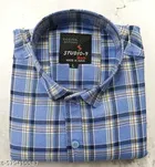 Cotton Blend Checked Shirt for Men, Blue 